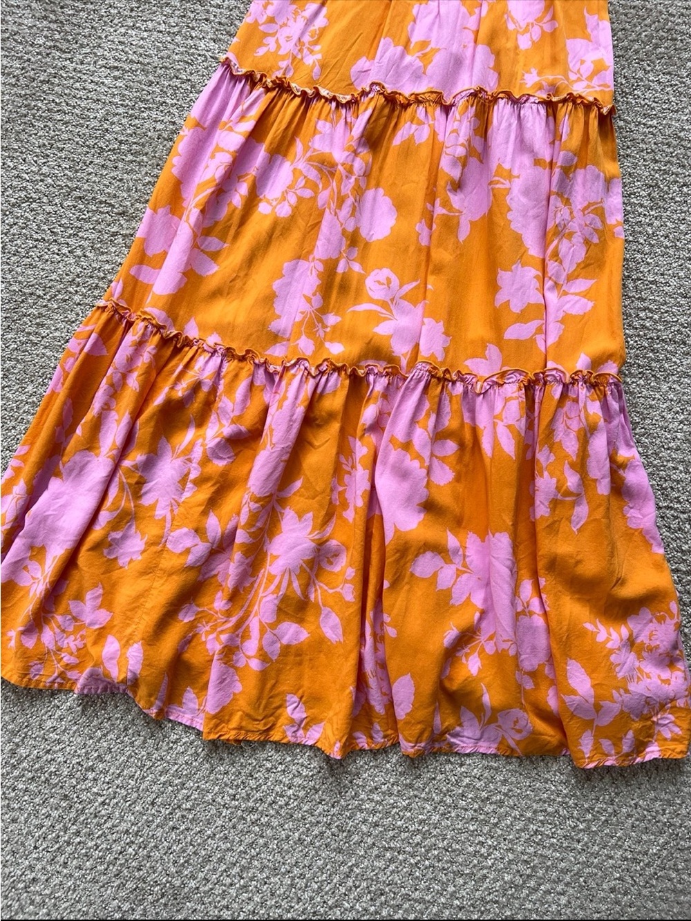 Sunlit Tiered Maxi Dress in Orange and Pink - Picture 3 of 5